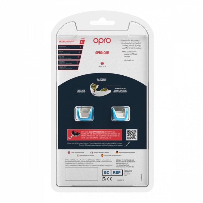Боксерская капа взрослая Opro Instant Custom - Sky Blue/White | Фото 3