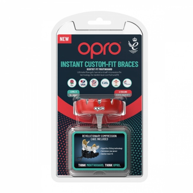 Боксерская капа для брекетов Opro Instant Custom Braces - Red/White | Фото 1