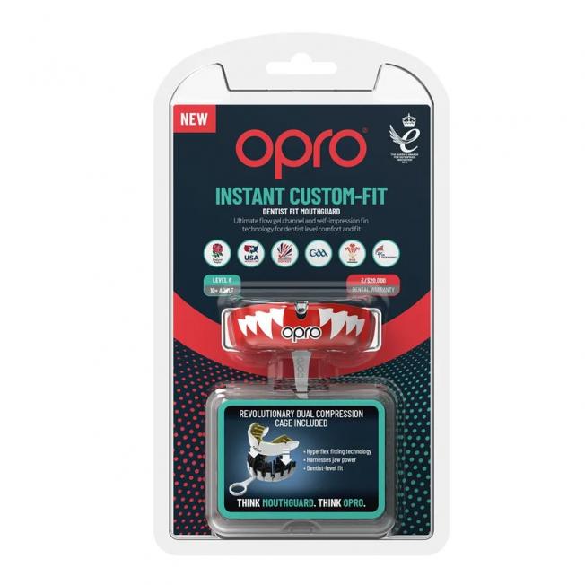 Боксерская капа OPRO Instant Custom-Fit Jaws - Red/White/Gold | Фото 1