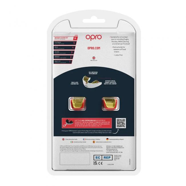 Боксерская капа OPRO Instant Custom-Fit Jaws - Red/White/Gold | Фото 2