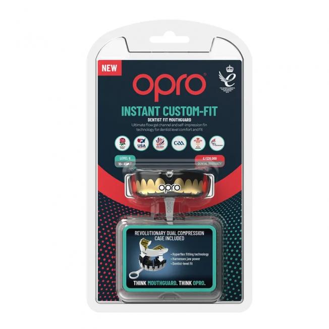 Боксерская капа OPRO Instant Custom-Fit Teeth - Black/Gold/Gold | Фото 1