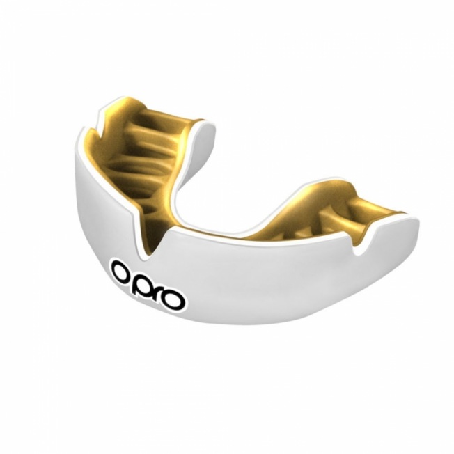 Детская боксерская капа OPRO Instant Custom-Fit - White/Gold