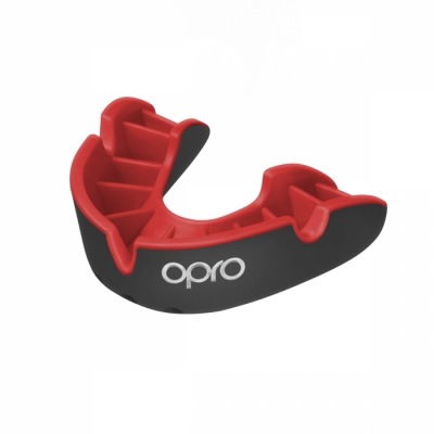Боксерская капа взрослая Opro Self-Fit Silver - Black/Red