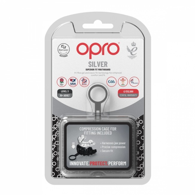 Боксерская капа взрослая Opro Self-Fit Silver - Clear | Фото 1