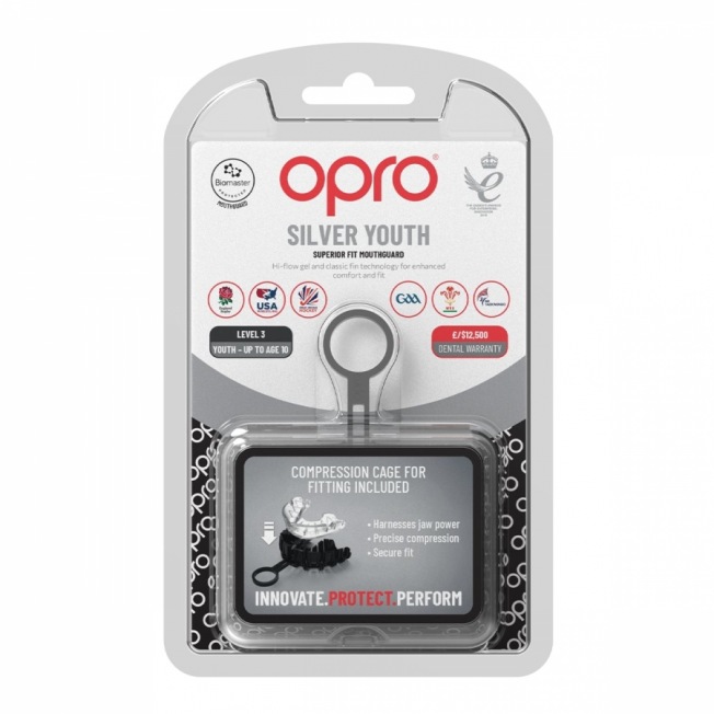 Детская боксерская капа Opro Self-Fit Silver - Clear | Фото 1