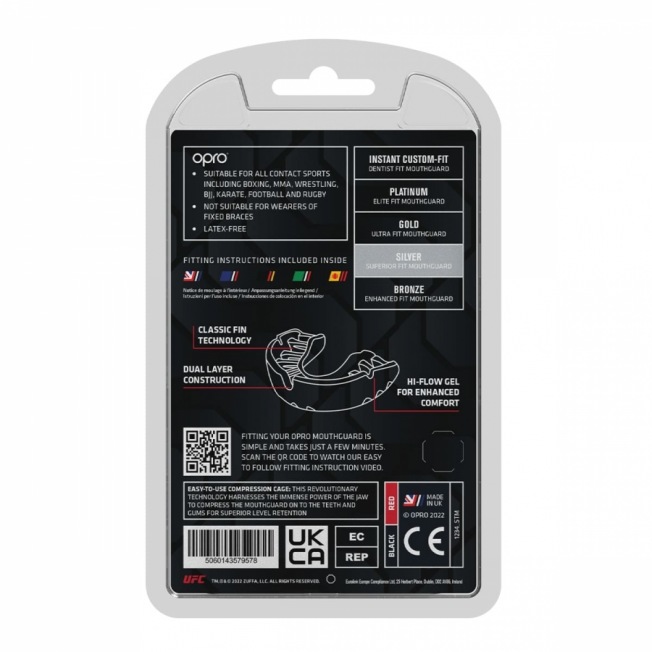 Детская боксерская капа Opro Self-Fit Silver UFC - Black/Red | Фото 4