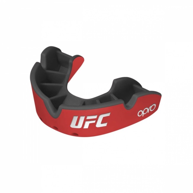 Детская боксерская капа Opro Self-Fit Silver UFC - Red/Black