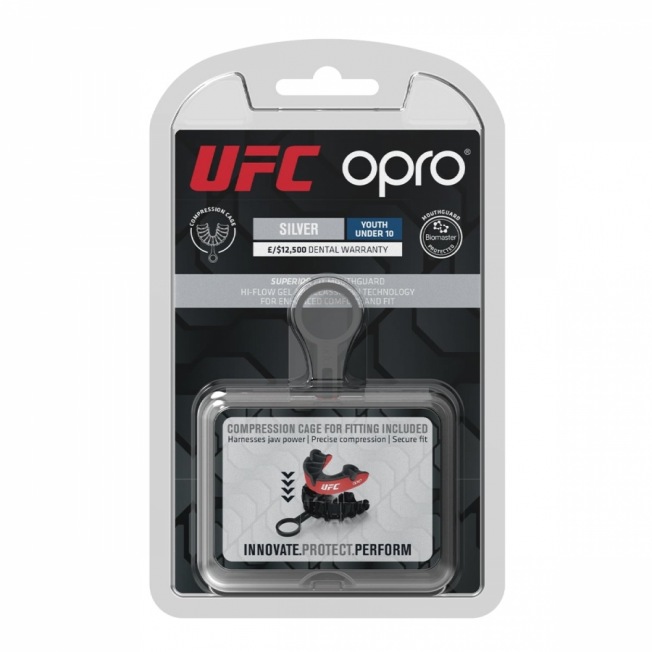 Детская боксерская капа Opro Self-Fit Silver UFC - Red/Black | Фото 2