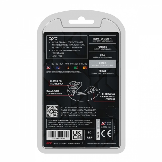 Детская боксерская капа Opro Self-Fit Silver UFC - White/Silver | Фото 3