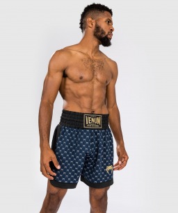 Боксерские шорты Venum Monogram - Black/Navy Blue
