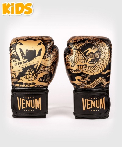 Детские боксерские перчатки Venum Dragons Flight - Black/Bronze