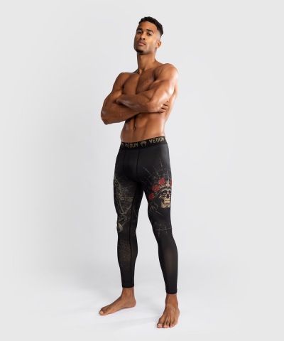 Компрессионные штаны Venum Santa Muerte 5.0 - Deep Black/Gold