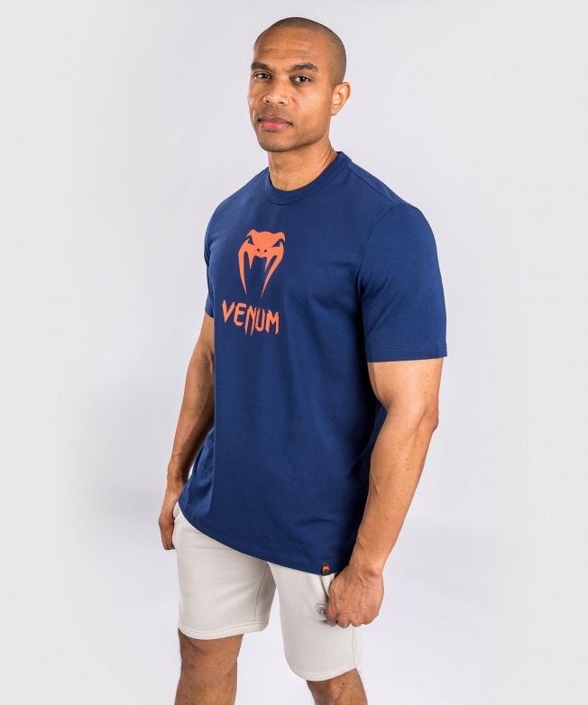 Футболка Venum Classic - Navy Blue/Orange | Фото 2