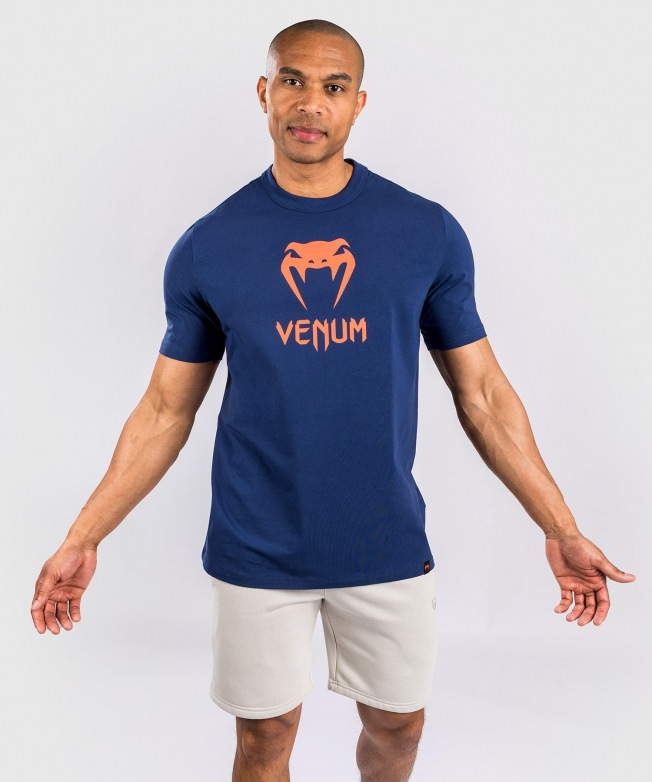 Футболка Venum Classic - Navy Blue/Orange | Фото 3