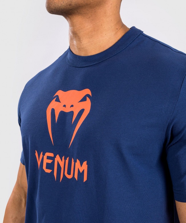 Футболка Venum Classic - Navy Blue/Orange | Фото 5