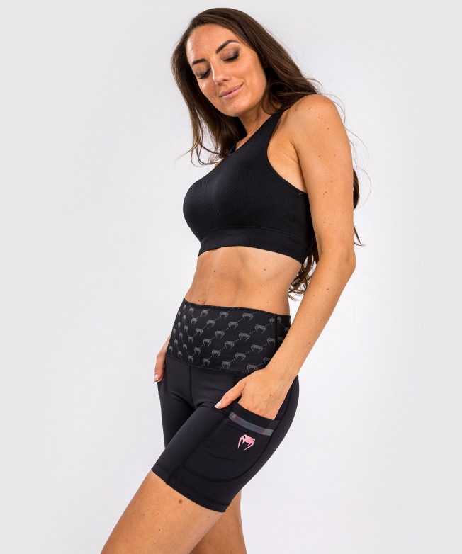 Компрессионные шорты женские Venum Monogram - Black/Pink Gold | Фото 4