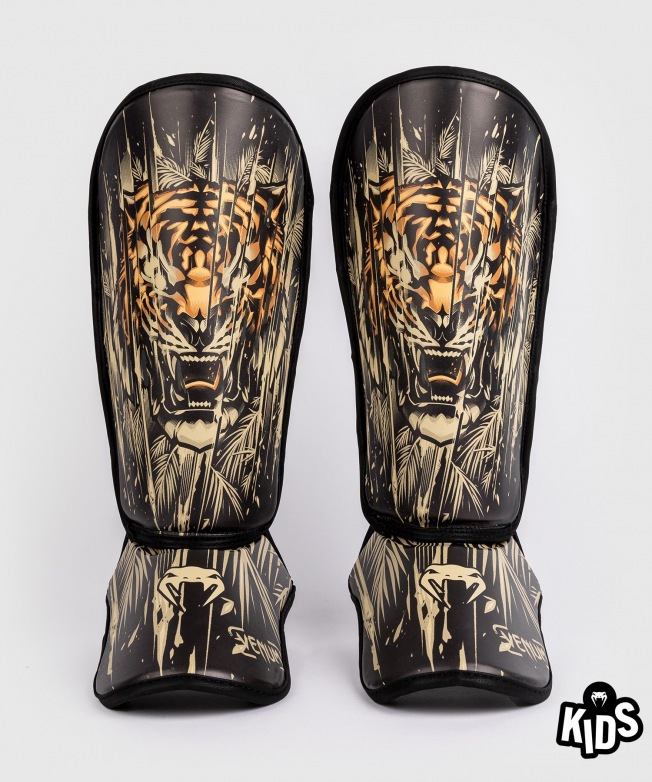 Детские шингарды Venum Tiger - Black/Neon Orang