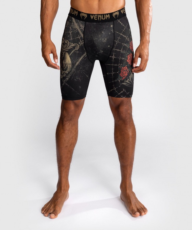 Компрессионные шорты Venum Santa Muerte 5.0 - Deep Black/Gold