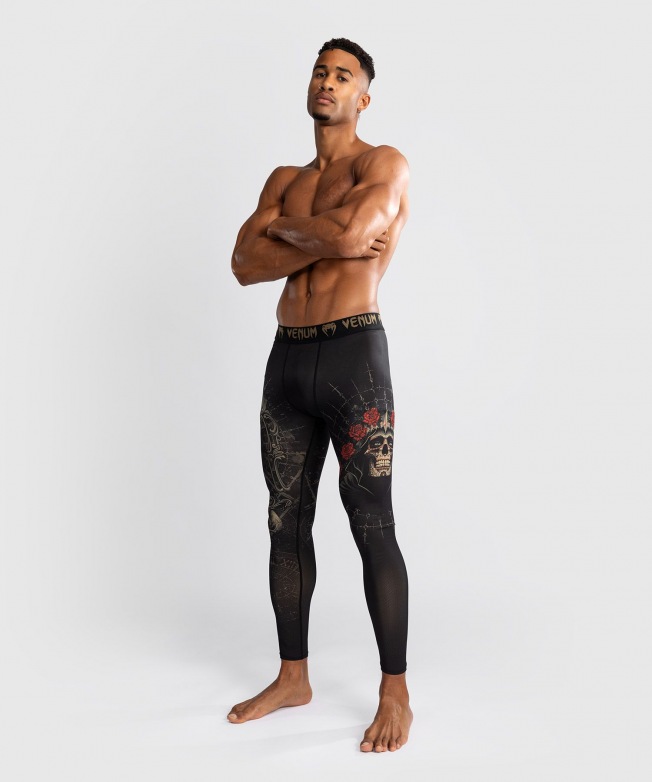 Компрессионные штаны Venum Santa Muerte 5.0 - Deep Black/Gold