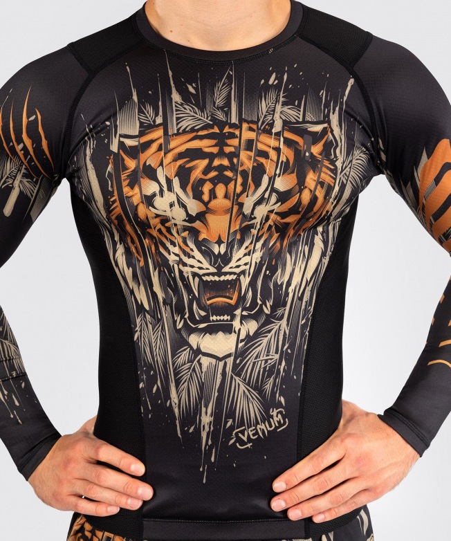Рашгард Venum Tiger LS - Black/Neon Orange | Фото 4