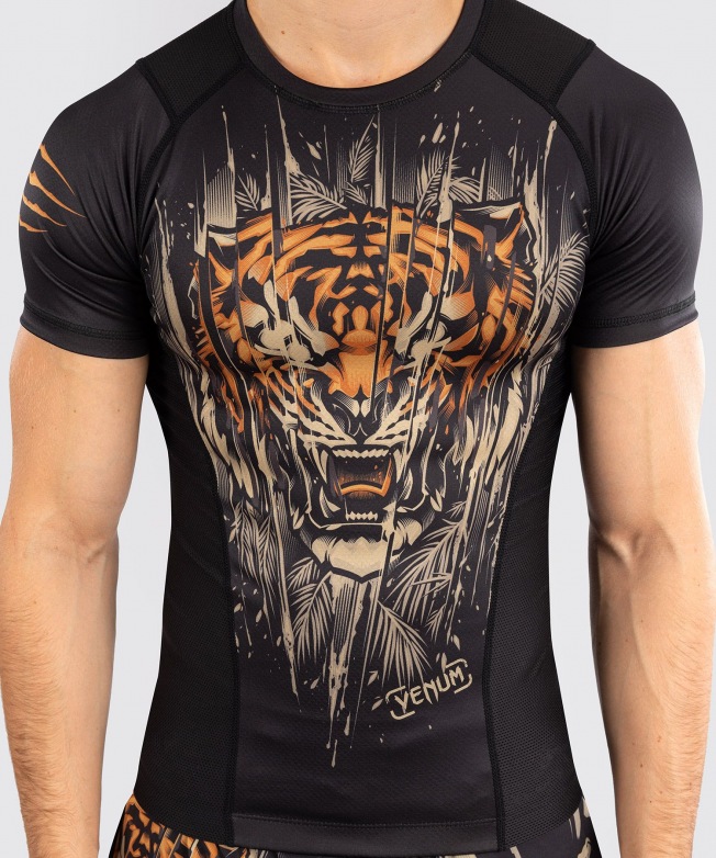 Рашгард Venum Tiger SS - Black/Neon Orange | Фото 4