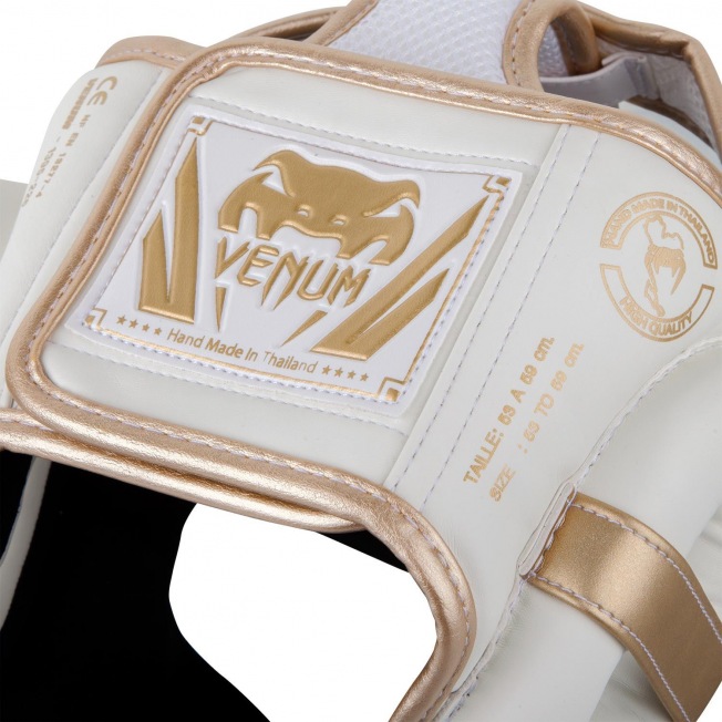 Боксерский шлем Venum Elite - White/Gold | Фото 3