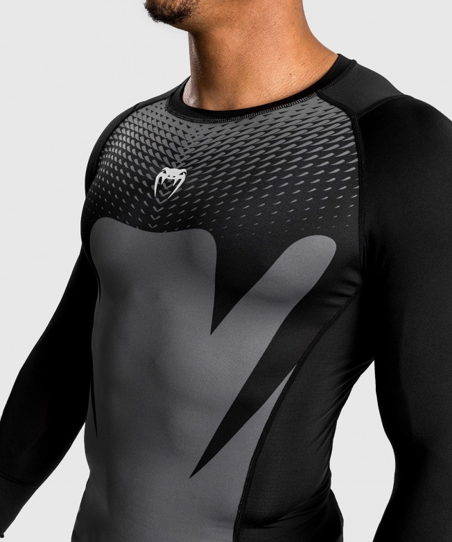 Рашгард Venum Attack LS - Black/Grey | Фото 4