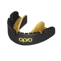 Боксерская капа Opro Gold Braces - Black/Gold