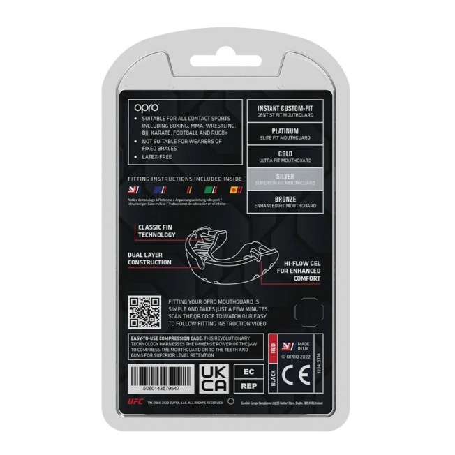 Боксерская капа взрослая Opro Self-Fit Silver UFC - Black/Red | Фото 4