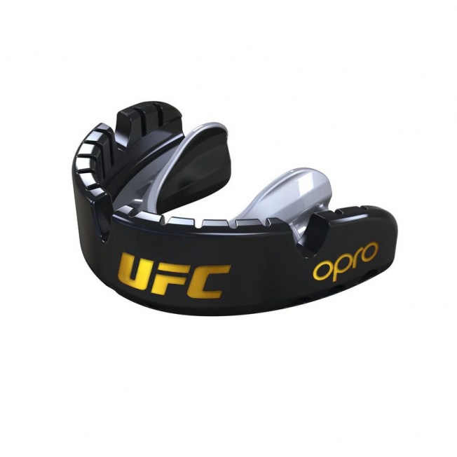 Боксерская капа Opro Gold Braces UFC - Black/Silver