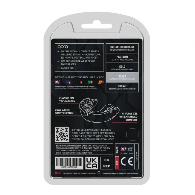 Боксерская капа взрослая Opro Self-Fit Silver UFC - Red/Black | Фото 3