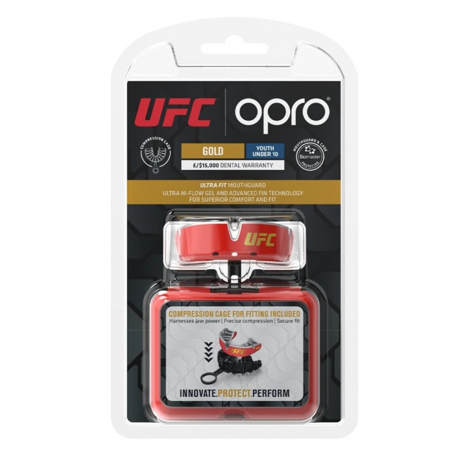 Детская боксерская капа Opro Self-Fit Gold UFC - Red/Silver | Фото 1
