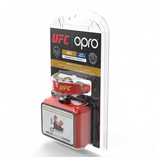 Детская боксерская капа Opro Self-Fit Gold UFC - Red/Silver | Фото 3