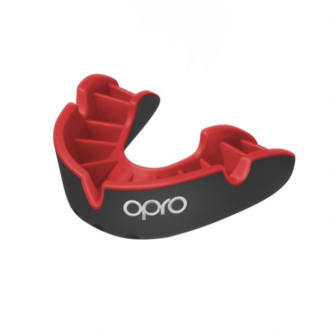 Боксерская капа Opro Self-Fit Silver - Black/Red