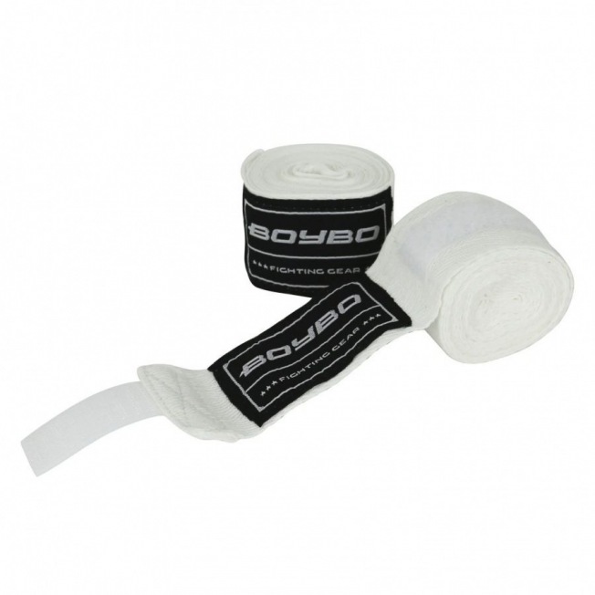Бинты боксерские BoyBo хлопок/эластан - Белый (3.5m) | Фото 1