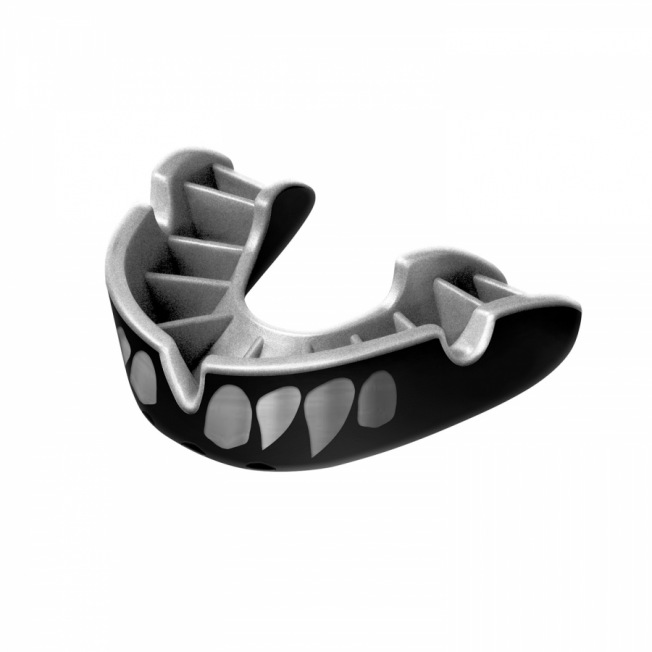 Боксерская капа Opro Self-Fit Silver Jaws - Black/Silver