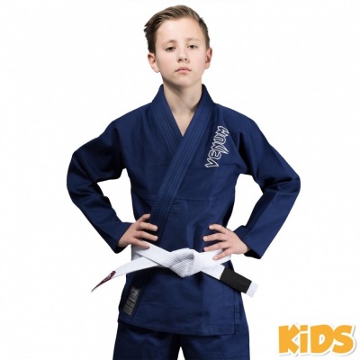 Детское кимоно для бжж Venum Contender Kids - Navy Blue с поясом
