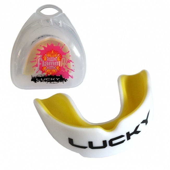 Детская боксерская капа Flamma Lucky - White/Yellow