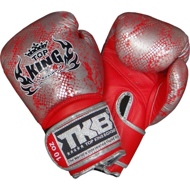 Боксерские перчатки Top King Boxing Snake Skin - Red/Silver