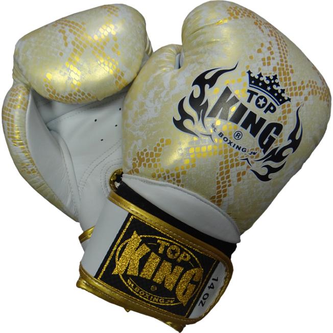 Перчатки боксерские Top King Boxing Gloves Snake Skin - White/Gold