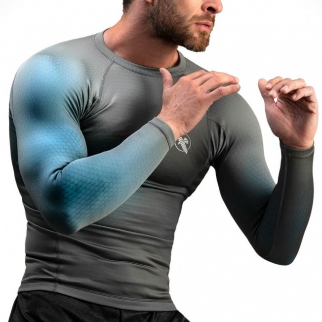 Рашгард Hayabusa Fusion LS - Grey/Aqua | Фото 6