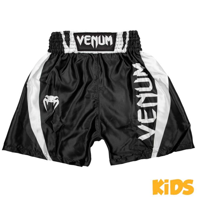 Детские боксёрские шорты для единоборств Venum Elite - Black/White