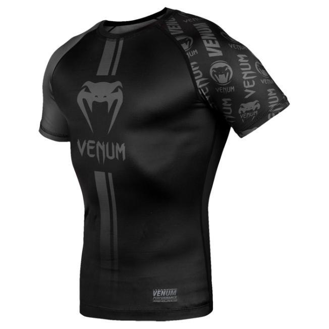 Рашгард Venum Logos SS - Black/Black | Фото 1