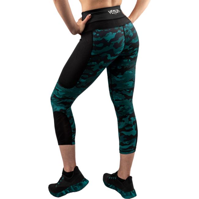 Леггинсы Venum Defender - Black/Green | Фото 1