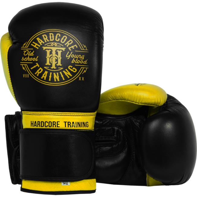 Боксерские перчатки Hardcore Training Premium - Black/Yellow