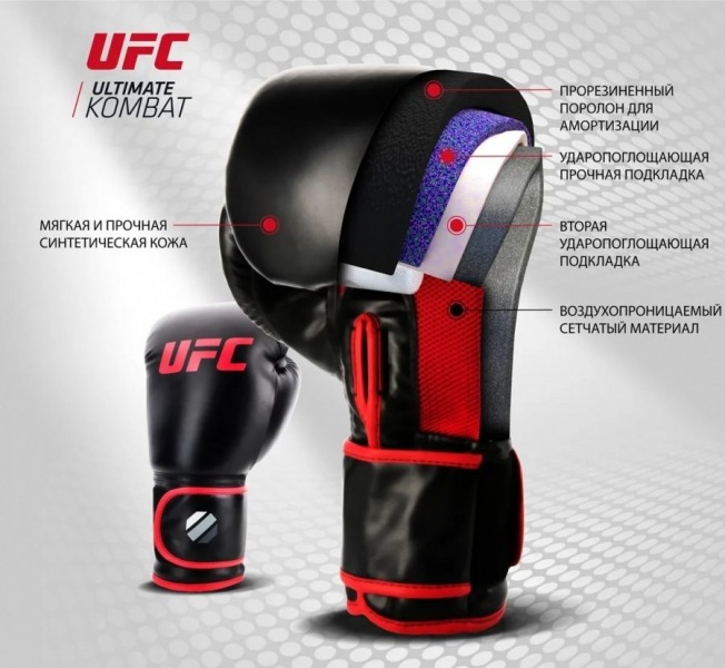 Боксерские перчатки UFC (90078-20) - Black/Red | Фото 1