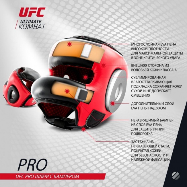 Боксерский шлем с бампером UFC - RD/BK | Фото 1