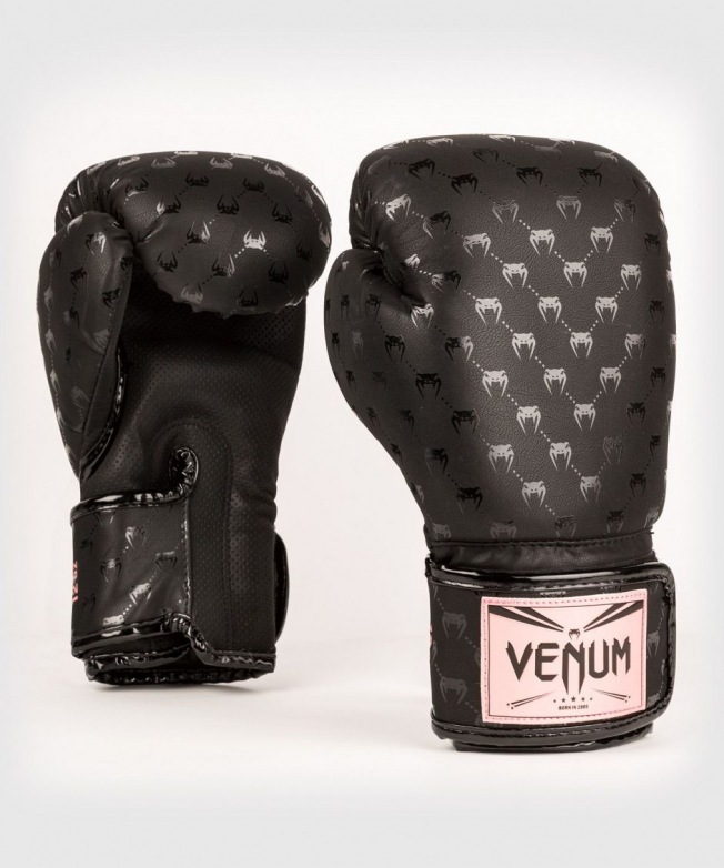 Боксерские перчатки Venum Impact Monogram - Black/Pink Gold