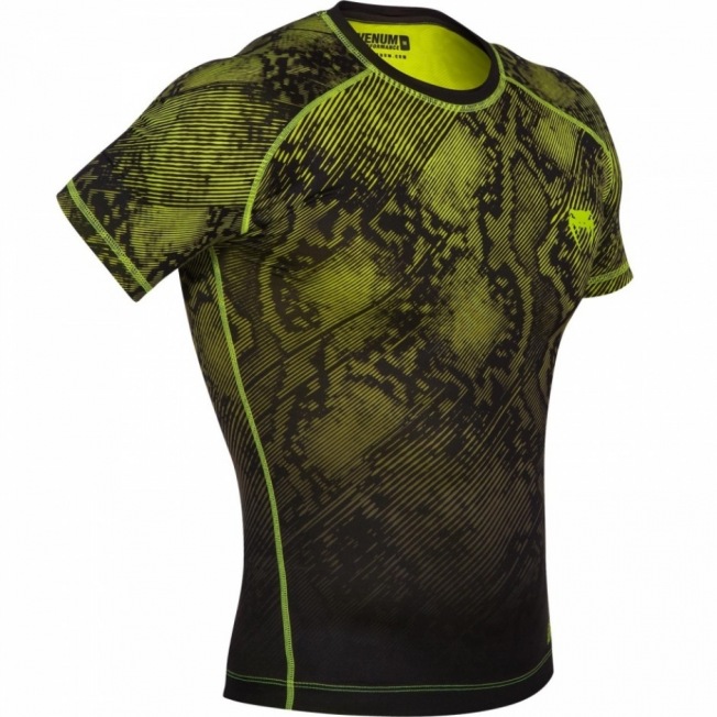 Рашгард Venum Fusion Short Sleeves - Black/Yellow | Фото 1