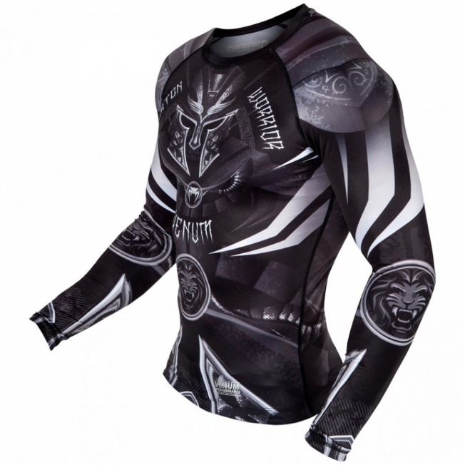 Рашгард Venum Gladiator 3.0 Long Sleeves - Black/White | Фото 5